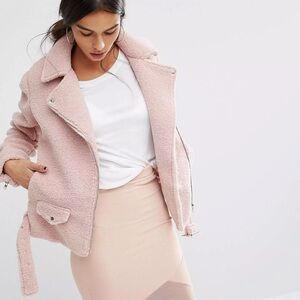 Missguided Pink Faux Fur Jacket, Women's Size 4